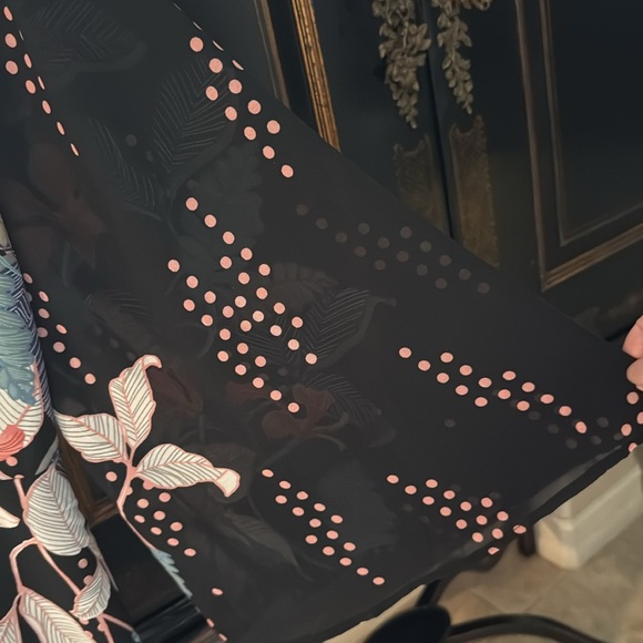 Japana Black wrap/kimona medium blue floral orchids Pink Polka Dots fabulous - Picture 9 of 16